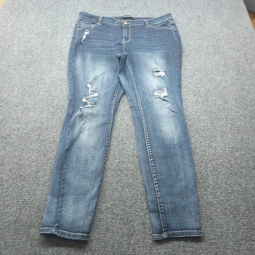 Wax Jean Los Angeles Distressed Skinny Jeans Dark Wash Size 16 90046XL